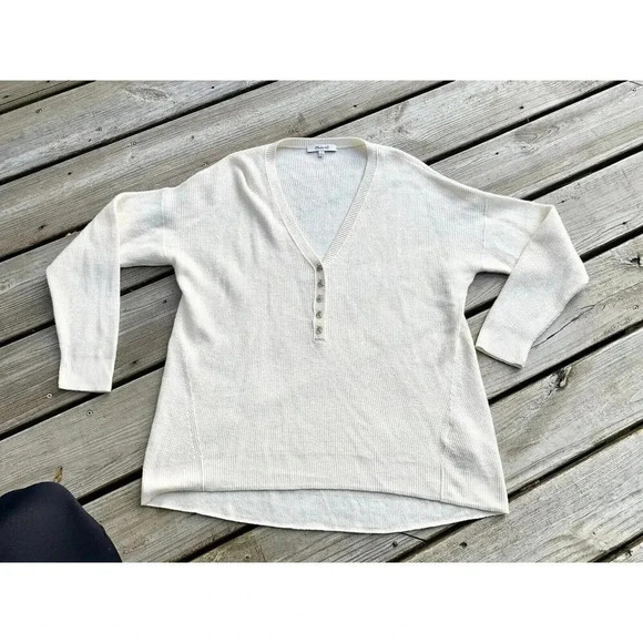 Madewell Sweaters - Madewell Asherton Waffle Henley Sweater-Ivory-Size Small NC737 Oversized NWOT